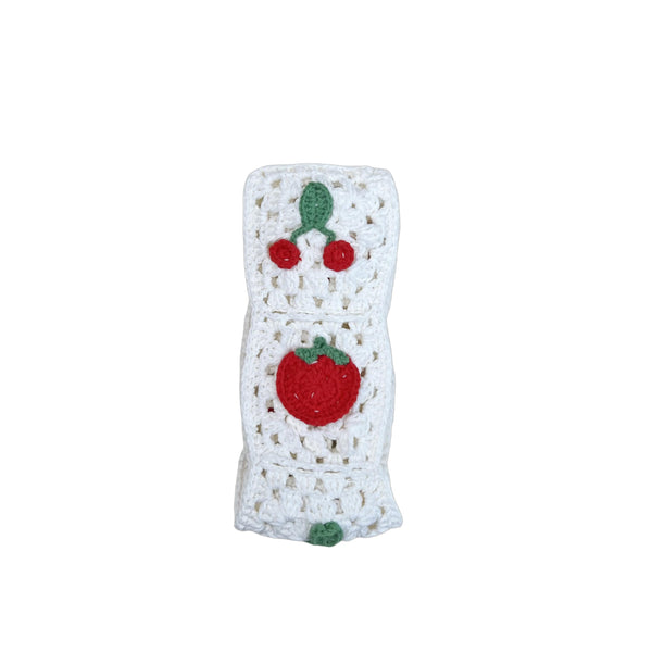 Handmade Crochet  White cute Cherry and strawberry Car Steering Wheel Covers Universal 14-15 inch for Women and Men