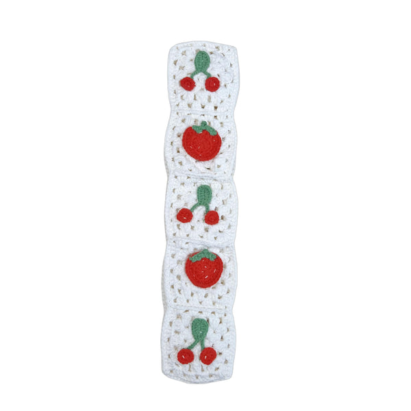 Handmade Crochet  White cute Cherry and strawberry Car Steering Wheel Covers Universal 14-15 inch for Women and Men