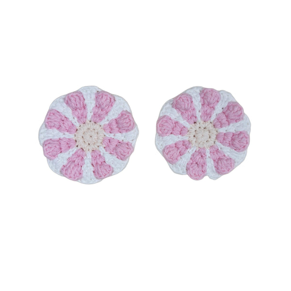 Handmade Crochet Pink daisy Steering Wheel Cover for Women Girl, Cute Colorful Flower Seat Belt Cover, Car Interior Accessories Decorations.