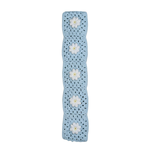 Handmade Crochet Light blue daisy Steering Wheel Cover for Women Girl, Cute Flower Seat Belt Cover, Car Interior Accessories Decorations,new car gift