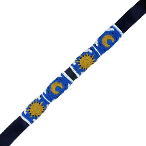 Handmade Crochet Deep blue sun and moon Steering Wheel Cover for Women Girl, Cute Flower Seat Belt Cover, Car Interior Accessories Decorations,new car gift