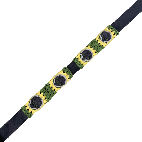 Handmade Crochet gothic skull sunflower Steering Wheel Cover for Women Girl, Cute Colorful Flower Seat Belt Cover, Car Interior Accessories Decorations.