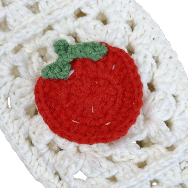 Handmade Crochet  White cute Cherry and strawberry Car Steering Wheel Covers Universal 14-15 inch for Women and Men