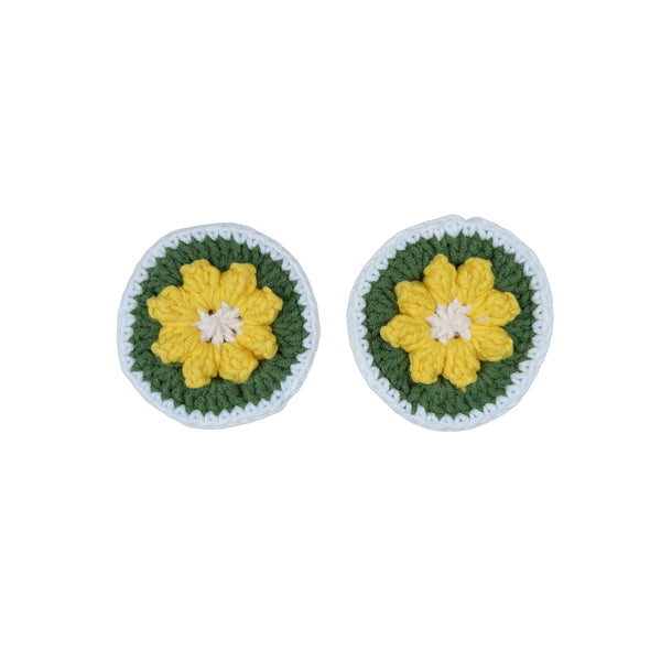 Handmade Crochet Yellow daisy Steering Wheel Cover for Women Girl, Cute Flower Seat Belt Cover, Car Interior Accessories Decorations,new car gift
