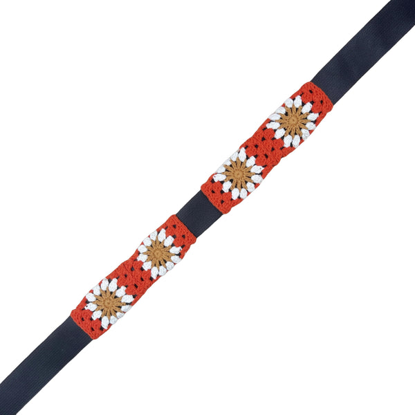 Handmade Crochet red Orange flower Steering Wheel Cover for Women Girl, Cute Colorful Flower Seat Belt Cover, Car Interior Accessories Decorations.