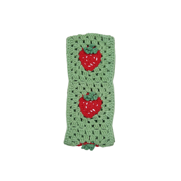Handmade Crochet Green strawberry Steering Wheel Covers Universal 14-15 inch for Women and Men