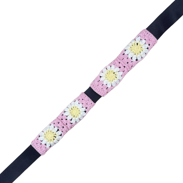 Handmade Crochet pink sunflowe Steering Wheel Cover for Women Girl, Cute Colorful Flower Seat Belt Cover, Car Interior Accessories Decorations.