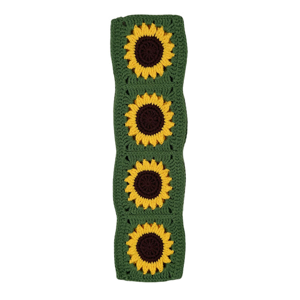 Handmade Crochet Green sunflower Steering Wheel Cover for Women Girl, Cute Flower Seat Belt Cover, Car Interior Accessories Decorations,new car gift
