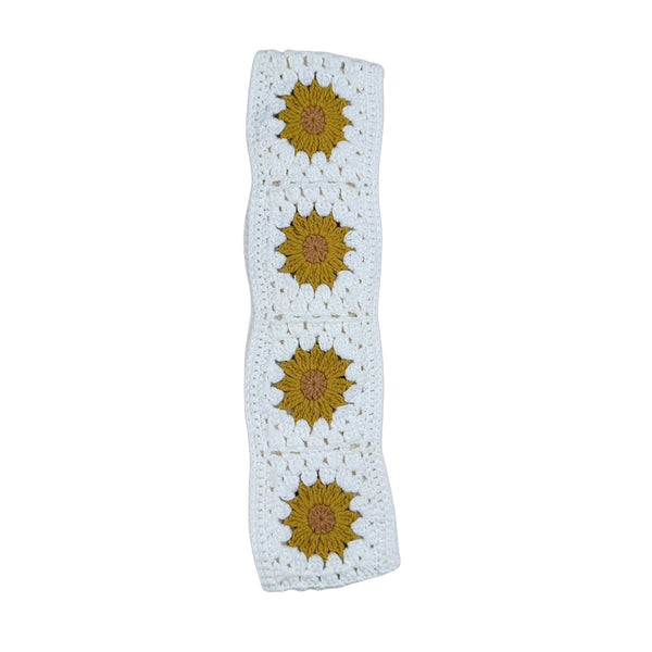Handmade yellow flower Crochet Steering Wheel Cover for Women Girl, Cute Colorful Flower Seat Belt Cover, Car Interior Accessories Decorations.
