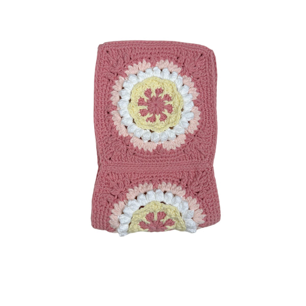 Handmade Crochet Pink Yellow flower Steering Wheel Covers Universal 14-15 inch for Women and Men,New Car Gift,Handmade Gift