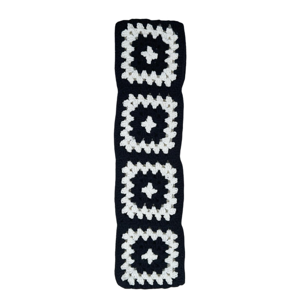 Handmade Crochet  vintage black and white Steering Wheel Cover for Women Girl, Cute Colorful Flower Seat Belt Cover, Car Interior Accessories Decorations.