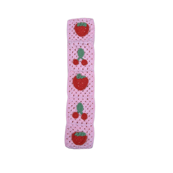 Handmade Crochet  Pink cute Cherry and strawberry Car Steering Wheel Covers Universal 14-15 inch for Women and Men