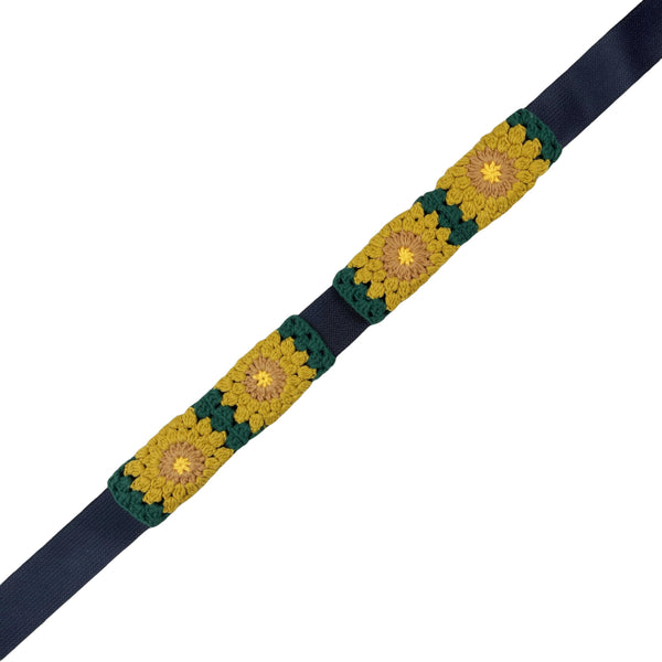 Handmade Crochet Green and yellow sunflower Steering Wheel Cover for Women Girl, Cute Colorful Flower Seat Belt Cover, Car Interior Accessories Decorations.