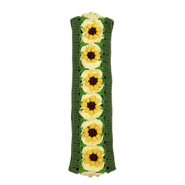 Handmade Crochet green and yellow daisy Steering Wheel Cover for Women Girl, Cute Flower Seat Belt Cover, Car Interior Accessories Decorations,new car gift