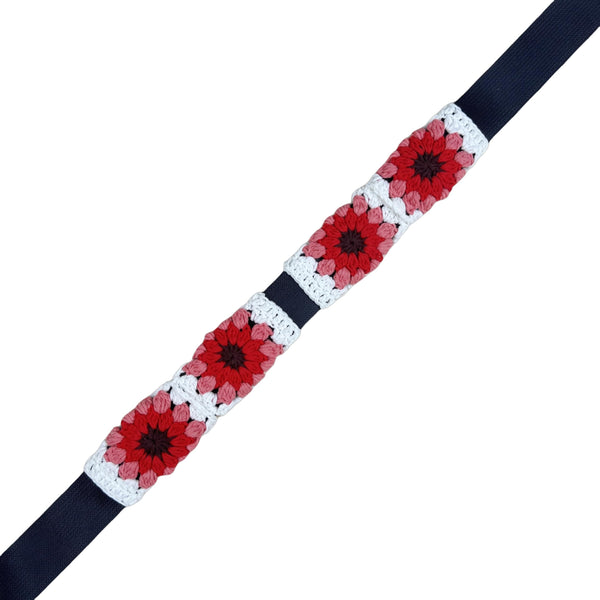 Handmade Crochet vintage red sunflower Steering Wheel Cover for Women Girl, Cute Colorful Flower Seat Belt Cover, Car Interior Accessories Decorations.
