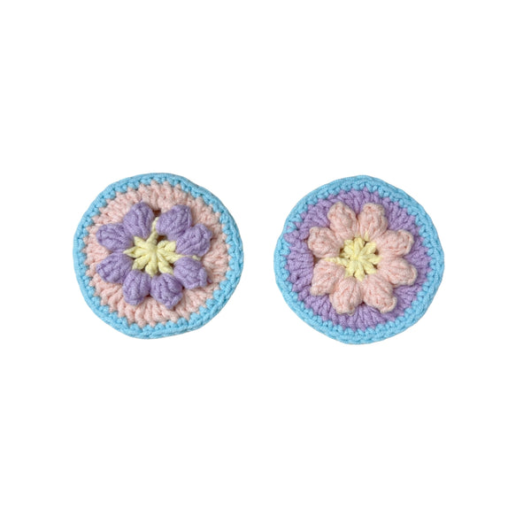 Handmade Crochet  purple and blue Cute flower Steering Wheel Covers Universal 14-15 inch for Women and Men,New Car Gift,Handmade Gift
