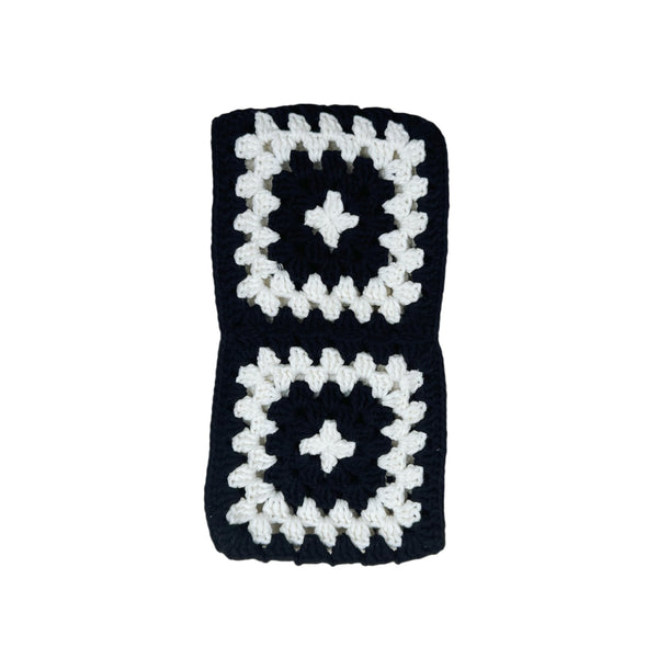 Handmade Crochet  vintage black and white Steering Wheel Cover for Women Girl, Cute Colorful Flower Seat Belt Cover, Car Interior Accessories Decorations.