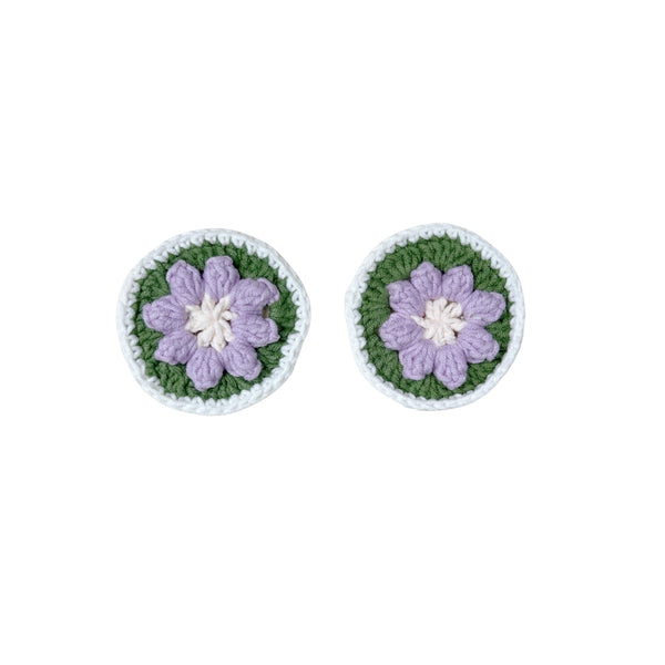 Handmade Crochet  Green and Purple flower Steering Wheel Covers Universal 14-15 inch for Women and Men,New Car Gift,Handmade Gift,Gift for her