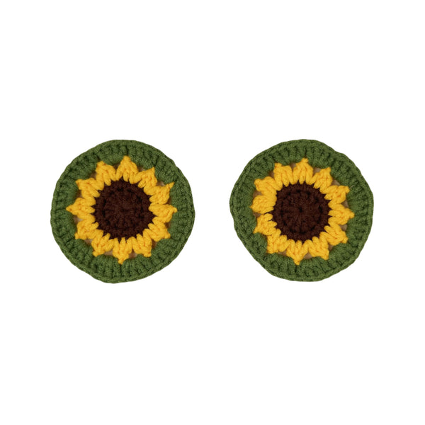Handmade Crochet Green sunflower Steering Wheel Cover for Women Girl, Cute Flower Seat Belt Cover, Car Interior Accessories Decorations,new car gift