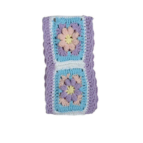 Handmade Crochet  purple and blue Cute flower Steering Wheel Covers Universal 14-15 inch for Women and Men,New Car Gift,Handmade Gift