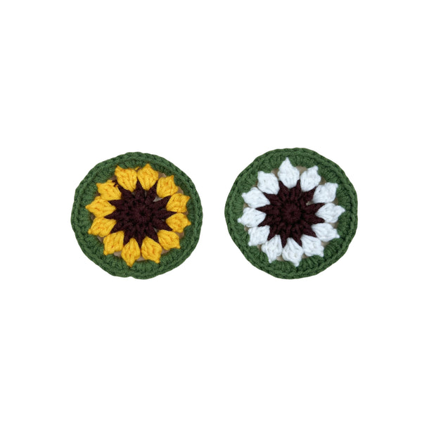 Handmade Crochet  Green and White  sunflower Steering Wheel Covers Universal 14-15 inch for Women and Men,New Car Gift,Handmade Gift,Gift for her