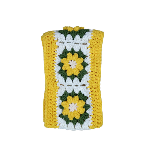 Handmade Crochet Yellow daisy Steering Wheel Cover for Women Girl, Cute Flower Seat Belt Cover, Car Interior Accessories Decorations,new car gift