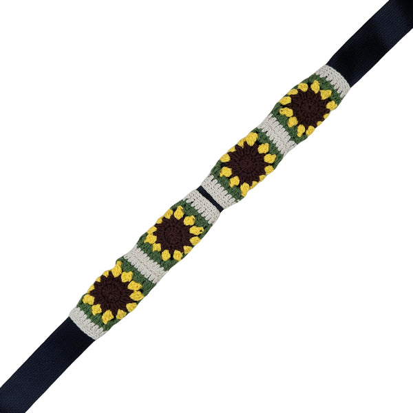 Handmade Crochet cute green Sunflower Steering Wheel Cover for Women Girl, Cute Colorful Flower Seat Belt Cover, Car Interior Accessories Decorations.