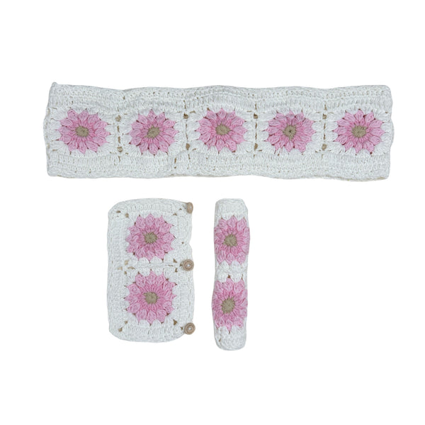 Handmade Crochet  Pink daisy flower Steering Wheel Covers Universal 14-15 inch for Women and Men,New Car Gift,Handmade Gift,Gift for her