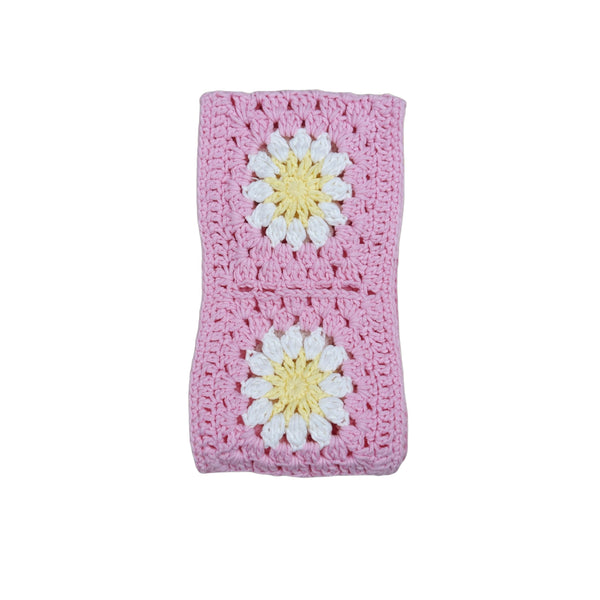 Handmade Crochet pink sunflowe Steering Wheel Cover for Women Girl, Cute Colorful Flower Seat Belt Cover, Car Interior Accessories Decorations.