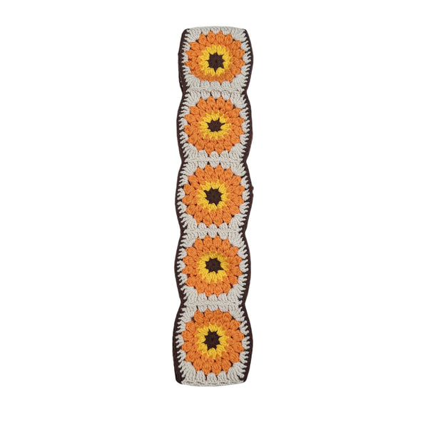 Handmade Crochet vintage orange sunflower Steering Wheel Cover for Women Girl, Cute Colorful Flower Seat Belt Cover, Car Interior Accessories Decorations.