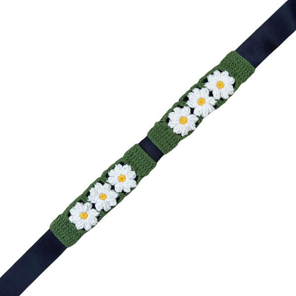 Handmade Crochet white daisy Steering Wheel Cover for Women Girl, Cute Colorful Flower Seat Belt Cover, Car Interior Accessories Decorations.
