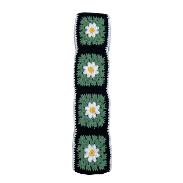 Handmade Crochet Black and Green daisy Steering Wheel Covers Universal 14-15 inch for Women and Men,New Car Gift,Handmade Gift