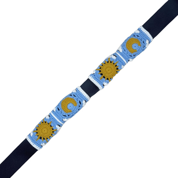 Handmade Crochet blue sun and moon Steering Wheel Cover for Women Girl, Cute Flower Seat Belt Cover, Car Interior Accessories Decorations,new car gift