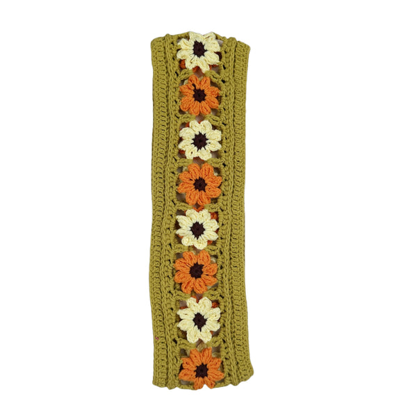 Handmade Crochet Orange daisy Steering Wheel Cover for Women Girl, Cute Flower Seat Belt Cover, Car Interior Accessories Decorations,new car gift