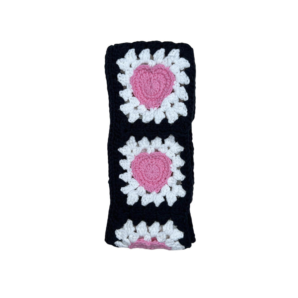 Handmade Crochet Pink Love Heart Steering Wheel Covers Universal 14-15 inch for Women and Men