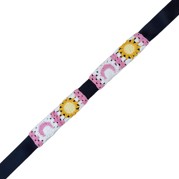 Handmade Crochet Pink Sun and moon Steering Wheel Cover for Women Girl, Cute Flower Seat Belt Cover, Car Interior Accessories Decorations,new car gift