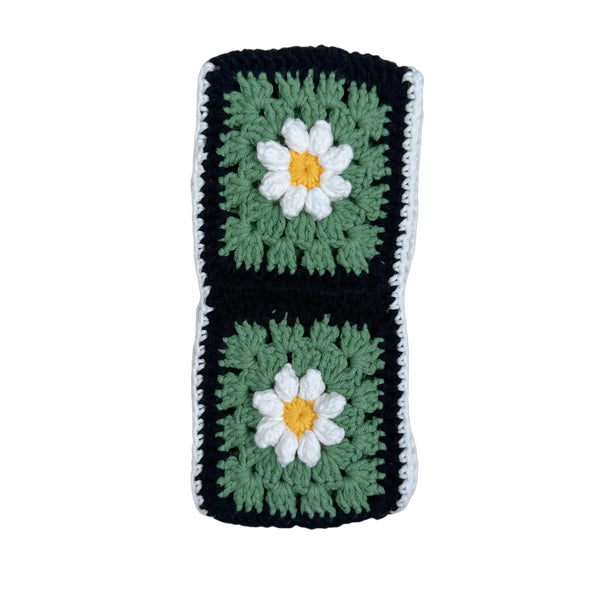 Handmade Crochet Black and Green daisy Steering Wheel Covers Universal 14-15 inch for Women and Men,New Car Gift,Handmade Gift
