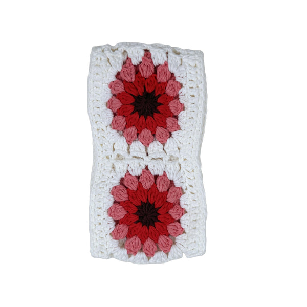 Handmade Crochet vintage red sunflower Steering Wheel Cover for Women Girl, Cute Colorful Flower Seat Belt Cover, Car Interior Accessories Decorations.