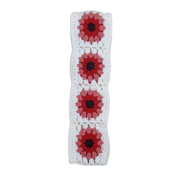 Handmade Crochet Red flower Steering Wheel Cover for Women Girl, Cute Colorful Flower Seat Belt Cover, Car Interior Accessories Decorations.