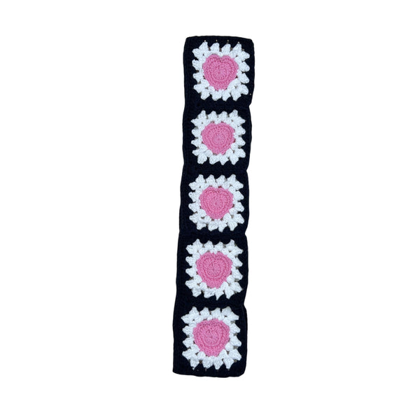 Handmade Crochet Pink Love Heart Steering Wheel Covers Universal 14-15 inch for Women and Men