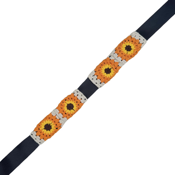 Handmade Crochet vintage orange sunflower Steering Wheel Cover for Women Girl, Cute Colorful Flower Seat Belt Cover, Car Interior Accessories Decorations.