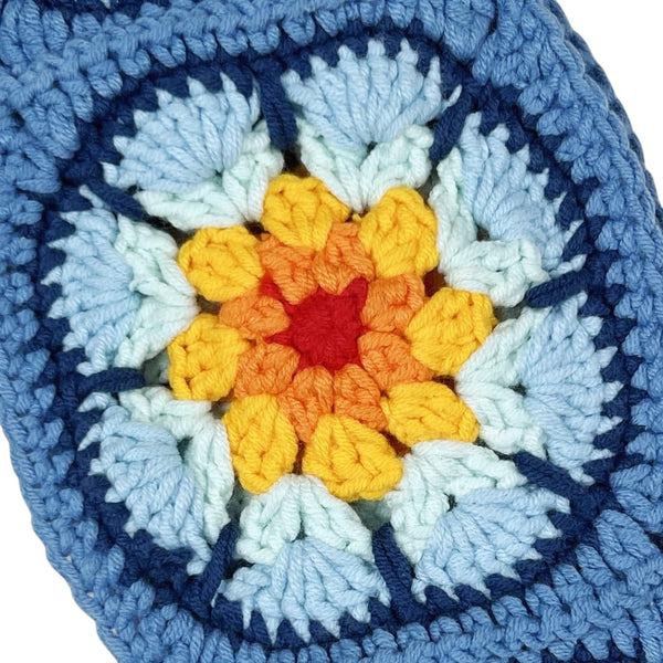 Handmade Crochet Blue sunflower Steering Wheel Cover for Women Girl, Cute Flower Seat Belt Cover, Car Interior Accessories Decorations,new car gift