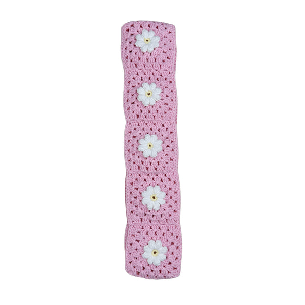Handmade Crochet Pink daisy Steering Wheel Cover for Women Girl, Cute Flower Seat Belt Cover, Car Interior Accessories Decorations,new car gift