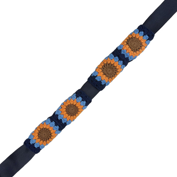 Handmade Crochet vintage blue Steering Wheel Cover for Women Girl, Cute Colorful Flower Seat Belt Cover, Car Interior Accessories Decorations.