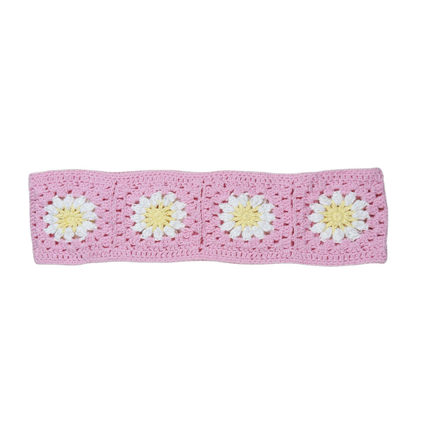 Handmade Crochet pink sunflowe Steering Wheel Cover for Women Girl, Cute Colorful Flower Seat Belt Cover, Car Interior Accessories Decorations.