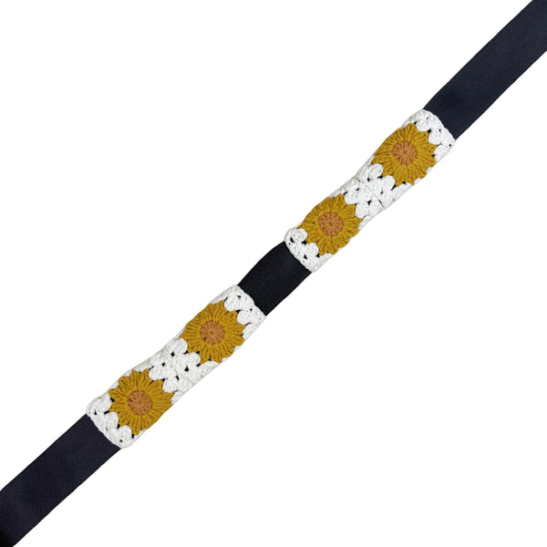 Handmade yellow flower Crochet Steering Wheel Cover for Women Girl, Cute Colorful Flower Seat Belt Cover, Car Interior Accessories Decorations.