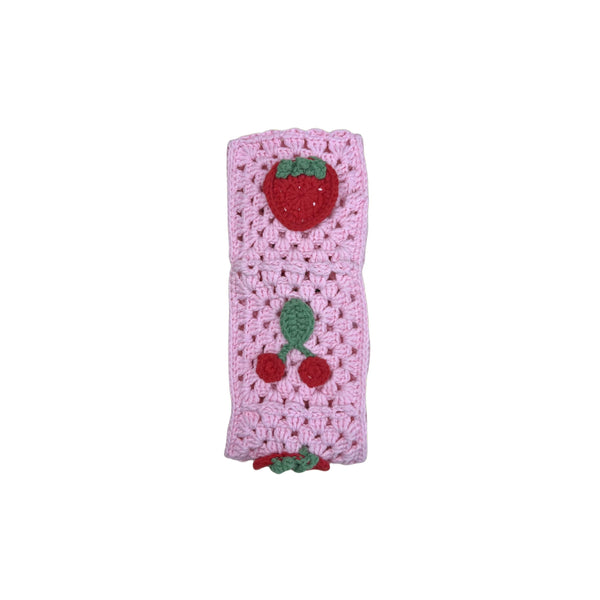 Handmade Crochet  Pink cute Cherry and strawberry Car Steering Wheel Covers Universal 14-15 inch for Women and Men