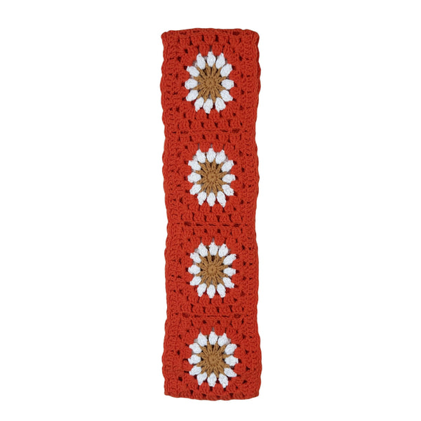 Handmade Crochet red Orange flower Steering Wheel Cover for Women Girl, Cute Colorful Flower Seat Belt Cover, Car Interior Accessories Decorations.