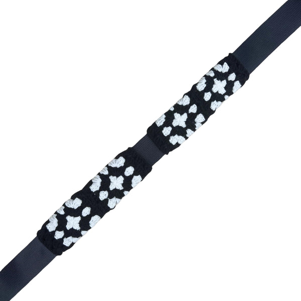 Handmade Crochet  vintage black and white Steering Wheel Cover for Women Girl, Cute Colorful Flower Seat Belt Cover, Car Interior Accessories Decorations.