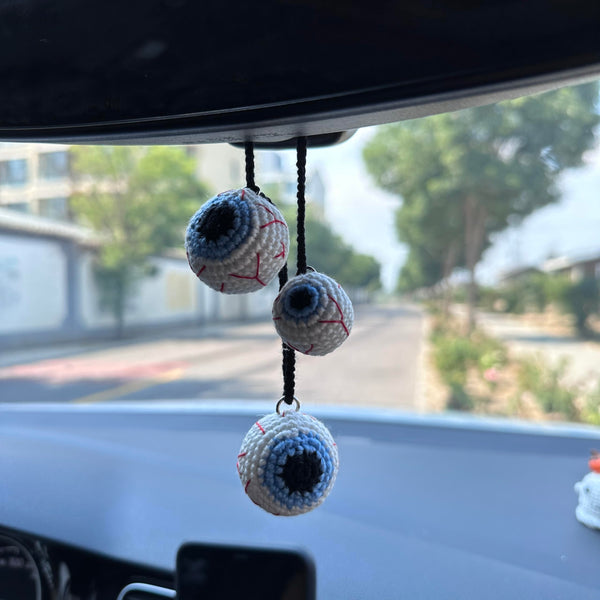 Crochet Halloween Eye Car Accessories Hanging Ornament   and Pendant for Car Rear View Mirror Interior Decoration